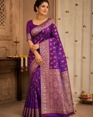 royal amethyst banarasi saree